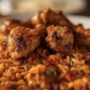 Cooked Jollof and beans